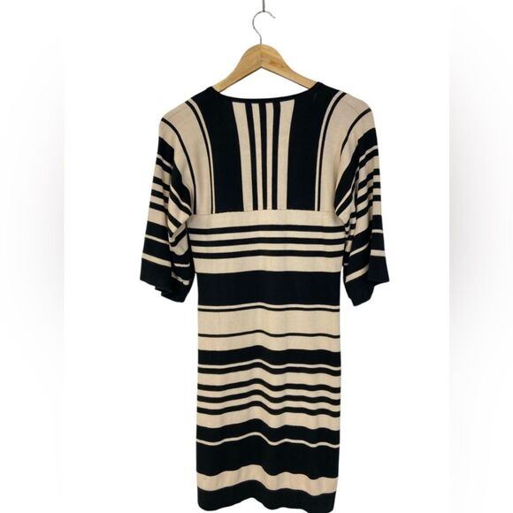 Trina Turk Black and Tan Striped Sweater Dress.  Size small. - Picture 2 of 7